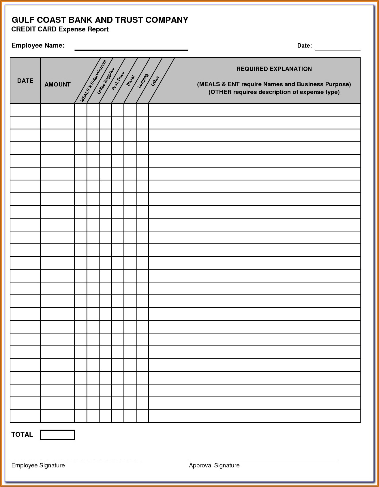 Credit Card Expense Approval Form