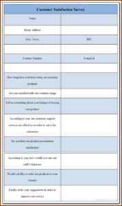 Customer Satisfaction Survey Form Iso 9001