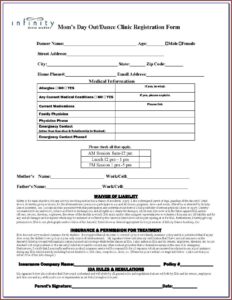 Dance Enrolment Form Template