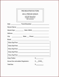 Dance Studio Registration Form Template