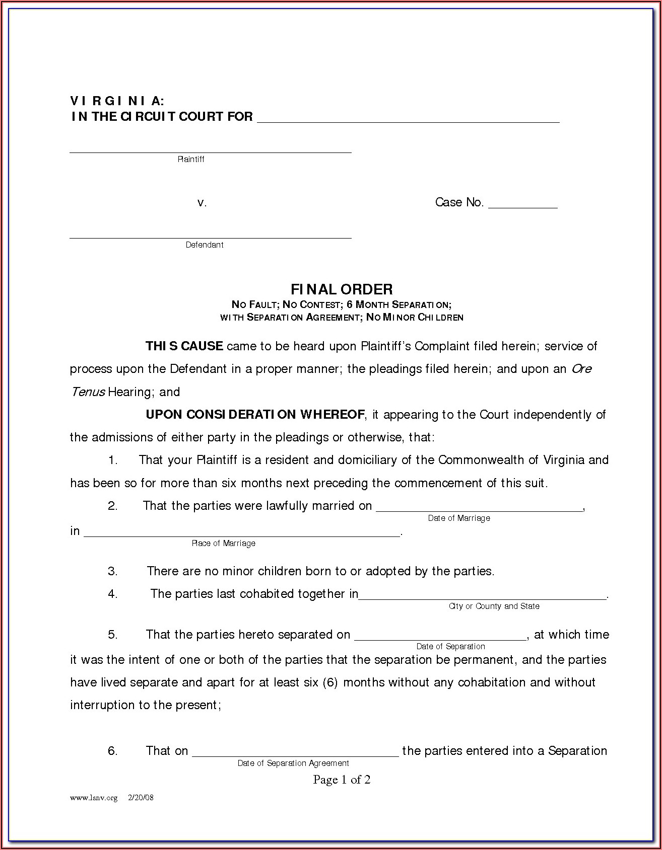 Decree Of Divorce Form Kansas