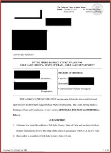 Decree Of Divorce Form Utah