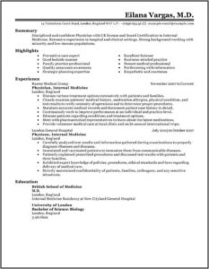 Doctor Resume Template Free