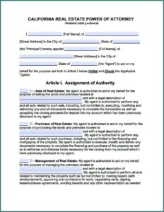 Durable Power Of Attorney Forms Ca