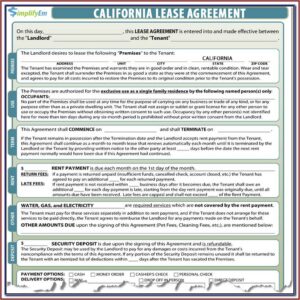 E Z Legal Forms Residential Lease