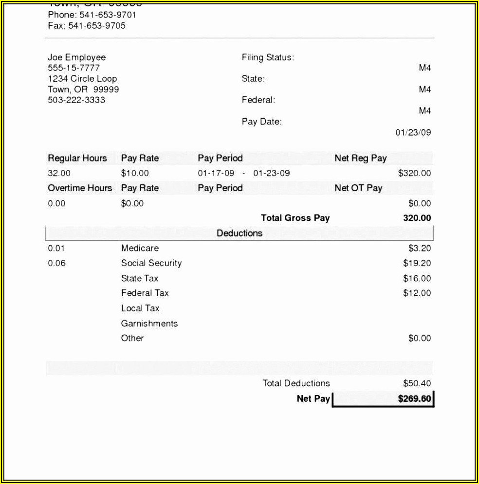 Employee Pay Statement Template