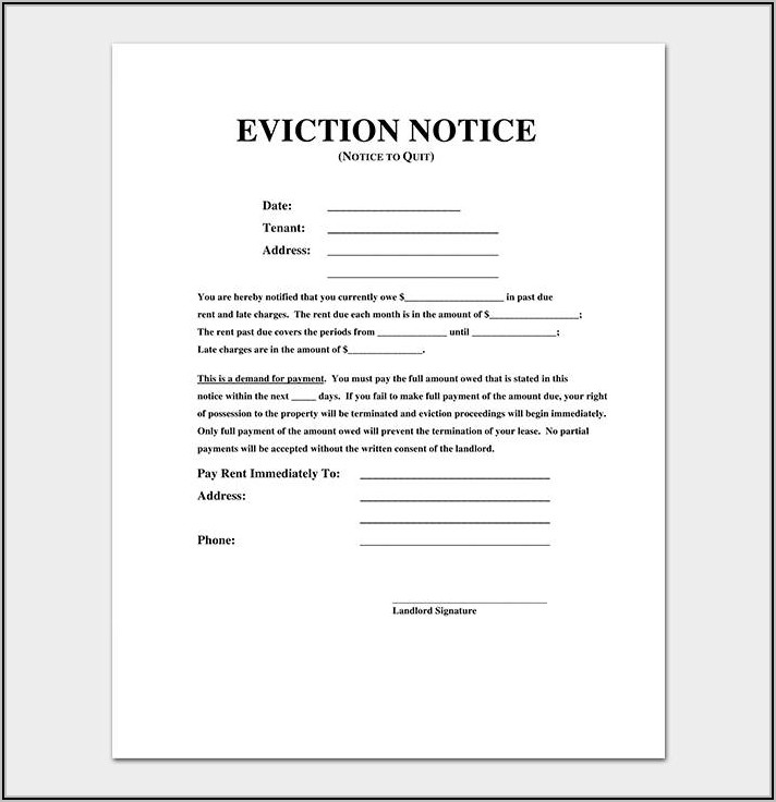 Eviction Letter Template For Family