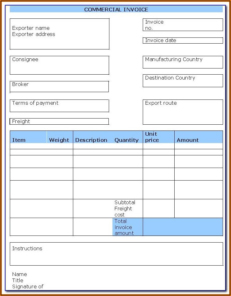 Fedex Blank Commercial Invoice Form