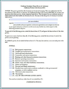 Financial Durable Power Of Attorney Form Free