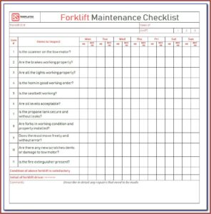 Forklift Safety Checklist Template