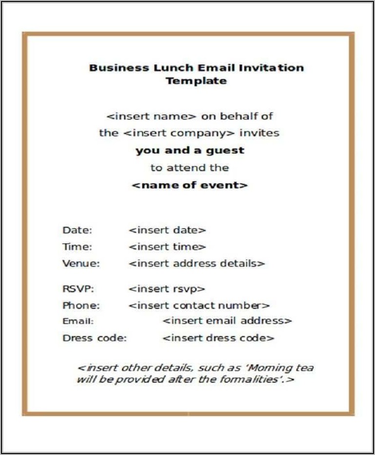 Formal Lunch Invitation Email Sample