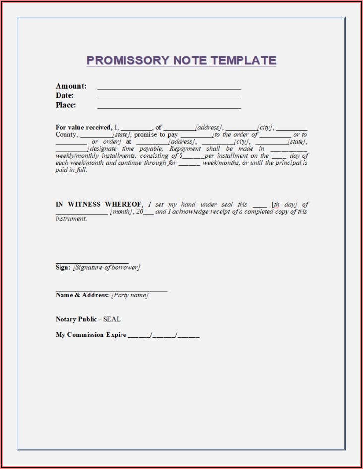 Free Basic Promissory Note Template
