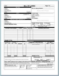 Free Bill Of Lading Forms