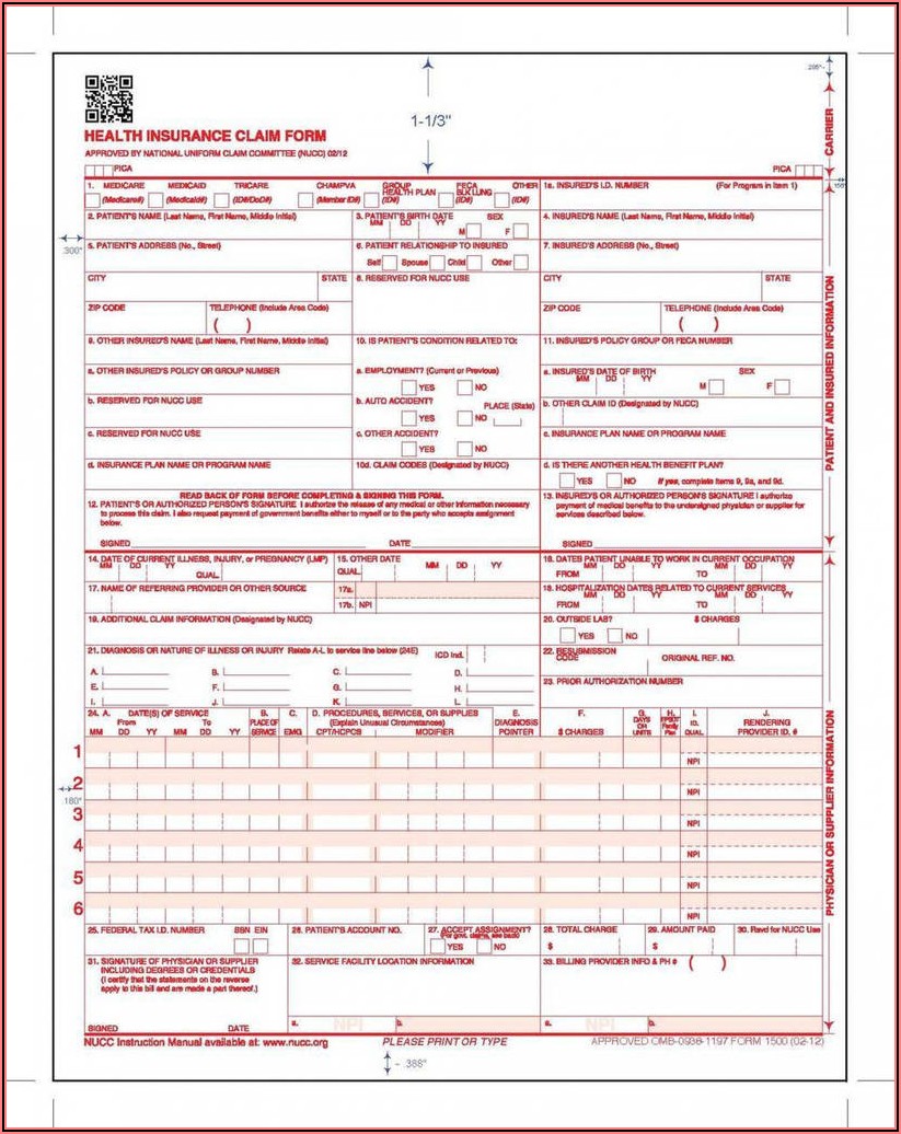 Free Blank Hcfa 1500 Claim Form