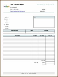 Free Blank Printable Invoices Forms