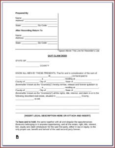 Free Blank Quit Claim Deed Form Colorado