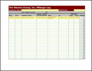 Free Business Mileage Log Template
