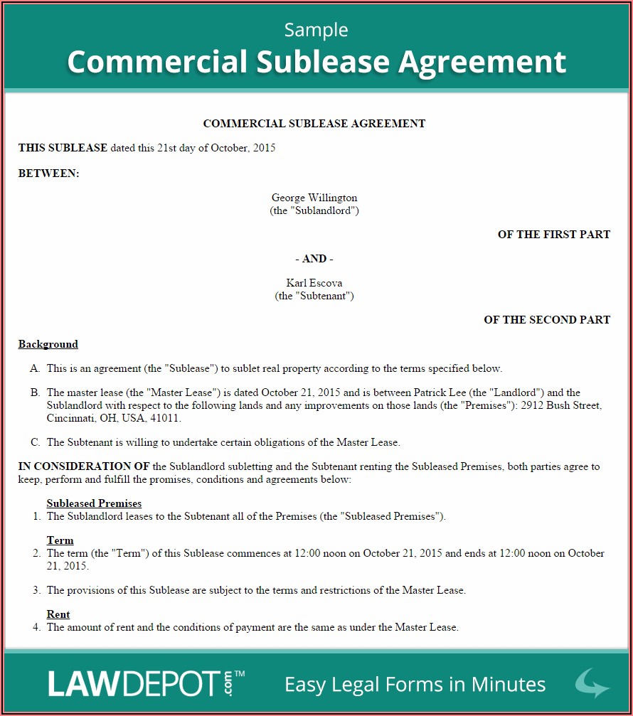 Free Business Sublease Agreement Template