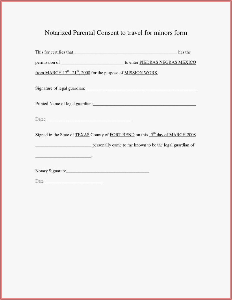 Free Child Consent Form Travel Template