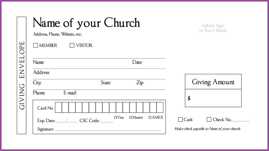 Free Church Tithes And Offering Envelopes Templates