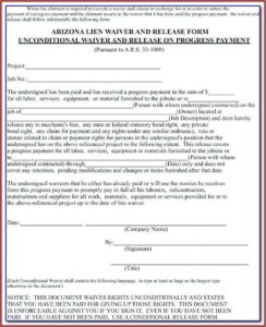 Free Construction Lien Release Form