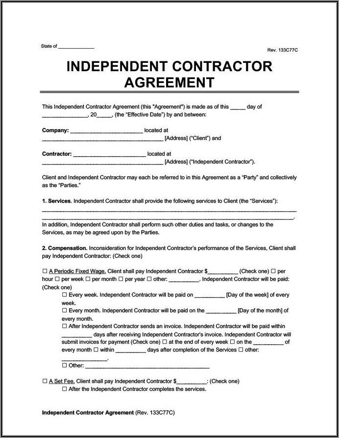 Free Contractor Subcontractor Agreement Forms