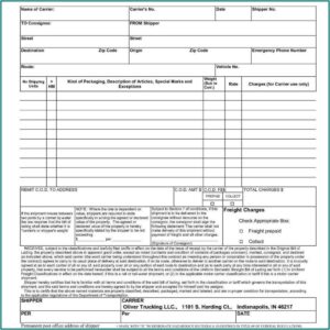 Free Dangerous Goods Bill Of Lading Form