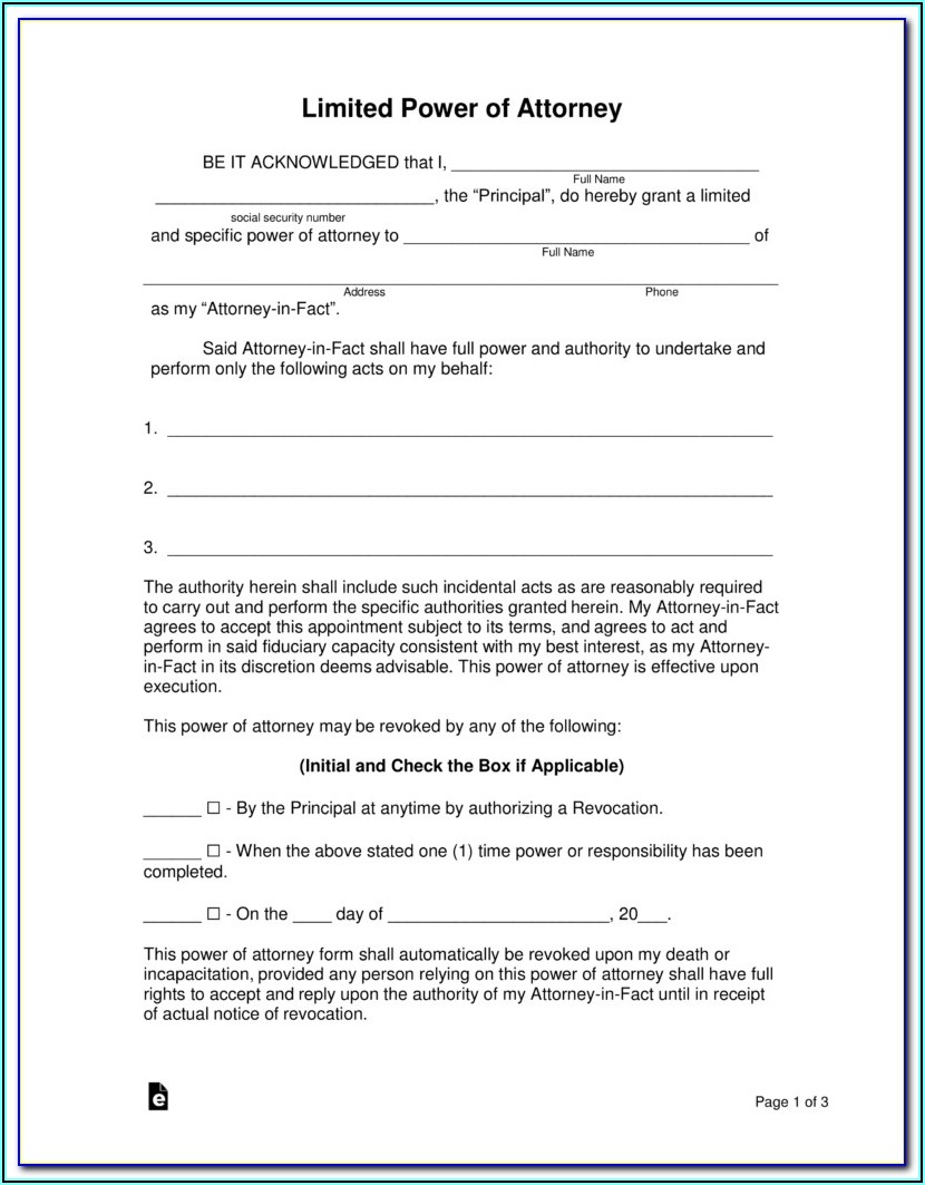 Free Download Limited Power Of Attorney Form