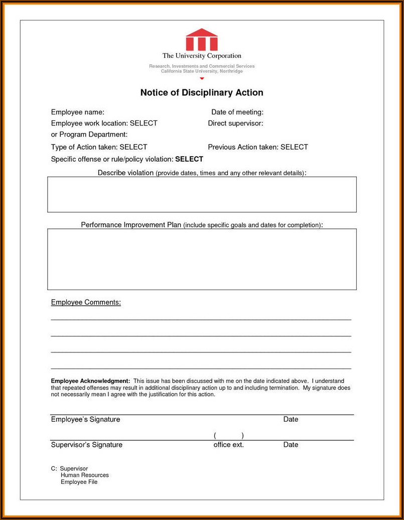 Free Employee Discipline Form Pdf