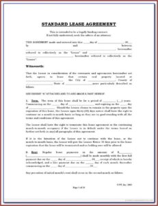 Free House Rental Agreement Form Pdf