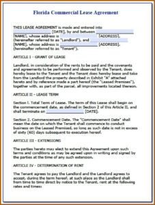 Free Lease Renewal Form Florida