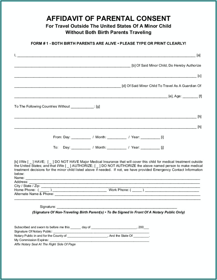 Free Minor Medical Treatment Authorization Form