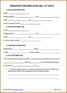 Free Missouri Bill Of Sale Form
