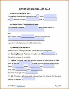 Free Missouri Bill Of Sale Form 5049