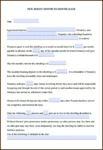 Free New Jersey Residential Lease Agreement Form