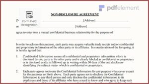 Free Non Disclosure Agreement Template Pdf