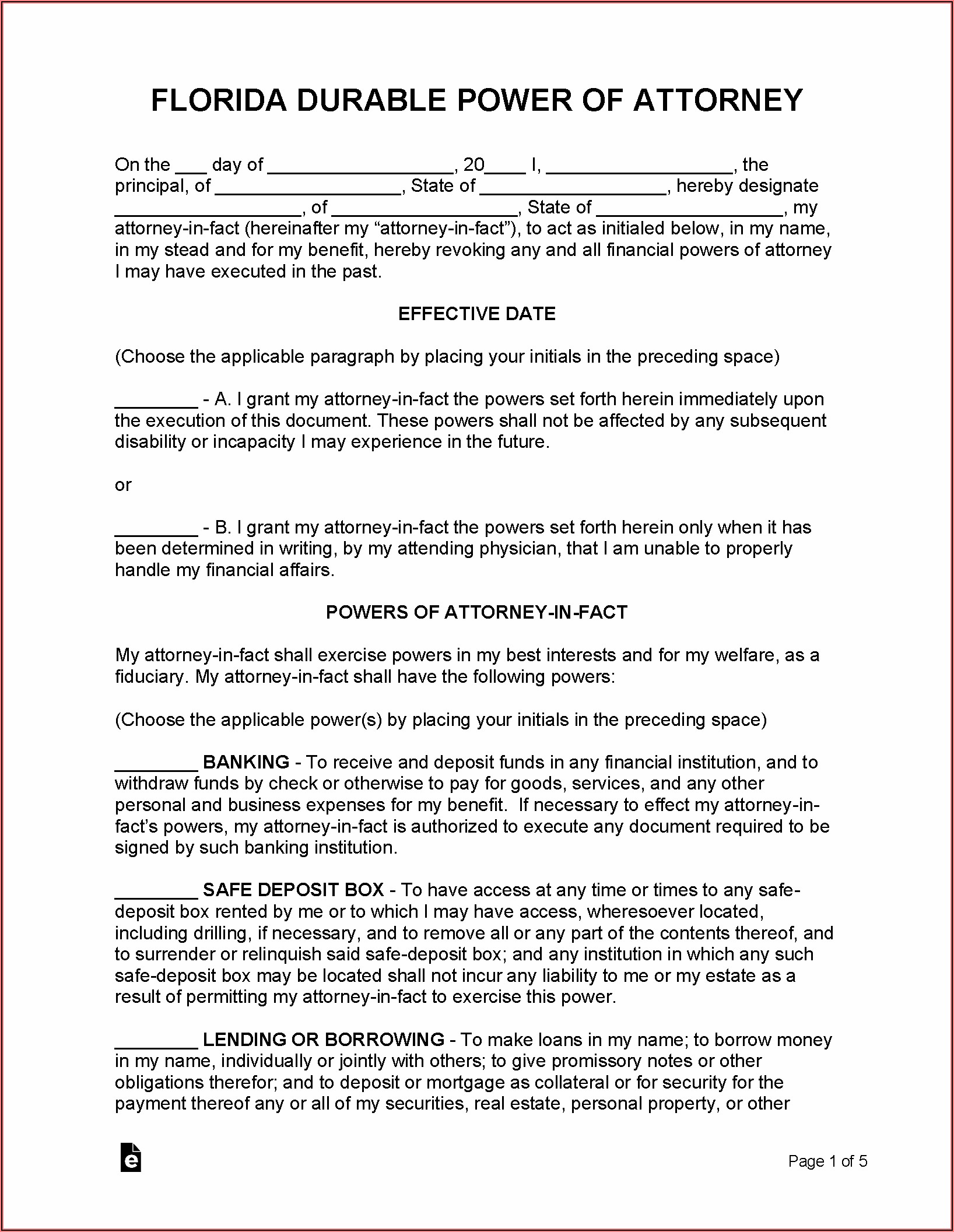 Free Power Of Attorney Form