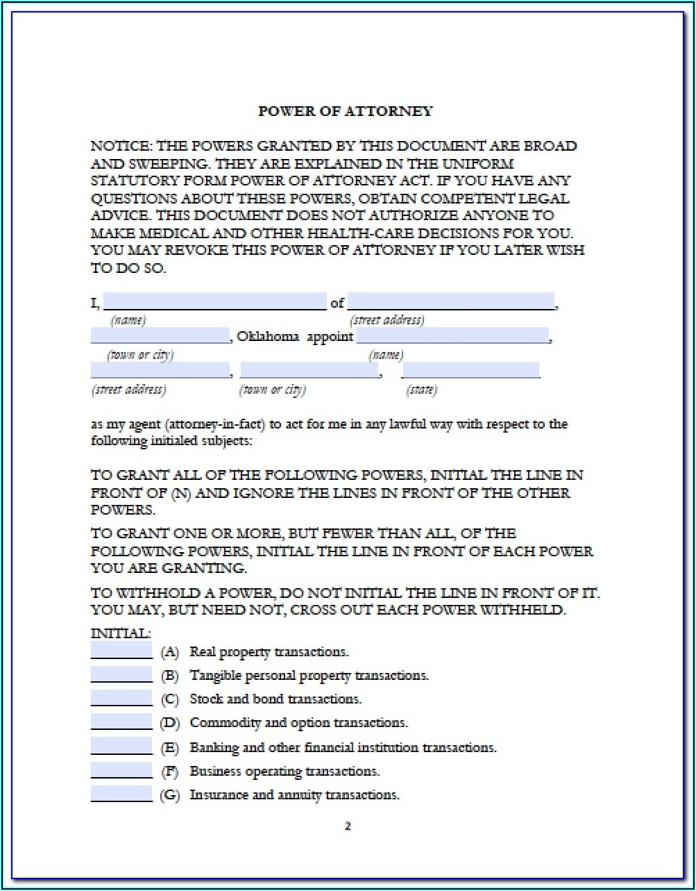 Free Printable Durable Financial Power Of Attorney Form