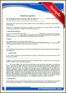 Free Printable Partnership Agreement Template