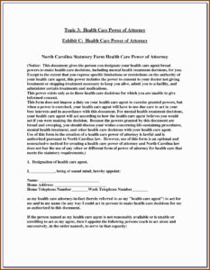 Free Printable Power Of Attorney Form Nc