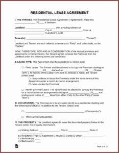 Free Printable Rental Agreement Form Pdf