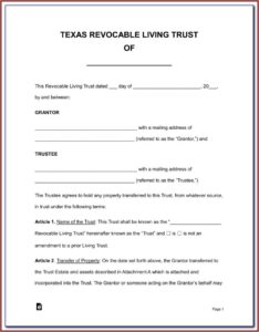 Free Printable Revocable Living Trust Form