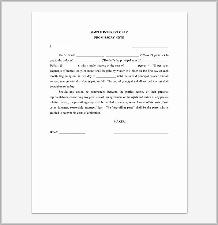 Free Templates For Promissory Notes