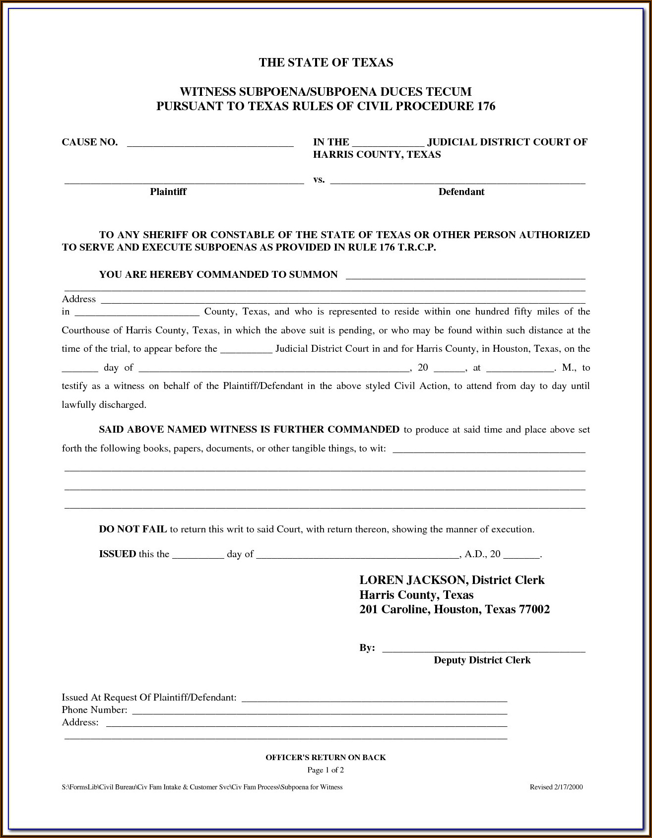 Free Texas Divorce Petition Form