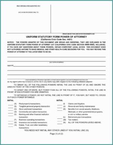 General Durable Power Of Attorney Form California
