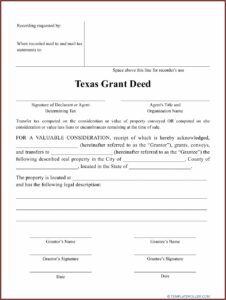 Grant Deed Form Texas