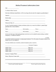 Health Care Authorization Form For Minor