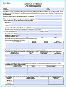 Heirship Affidavit Form Texas