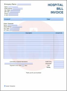 Hospital Bill Invoice Template