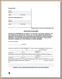 Illinois Quit Claim Deed Form Free
